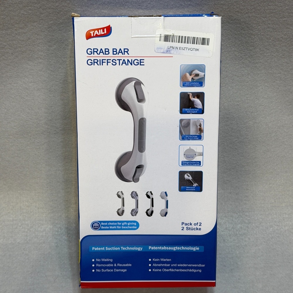 Grab Bar 2 Pack TAILI Suction Shower Handle Bathroom Safety No Drill Needed